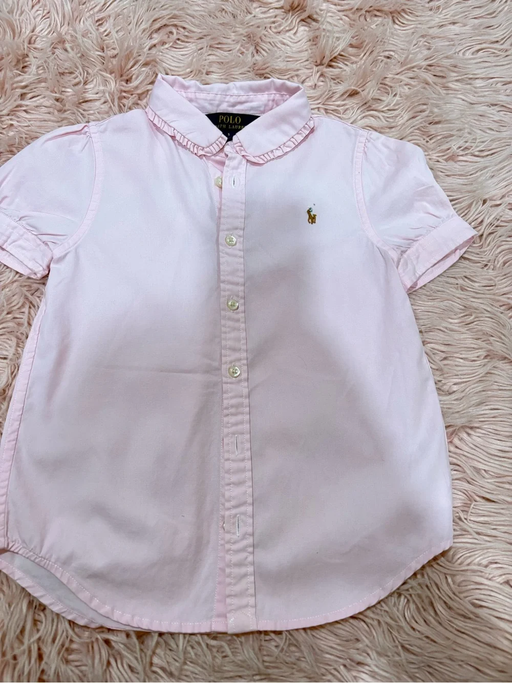 Ralph Lauren Light Pink Short Sleeve Button-Down Shirt